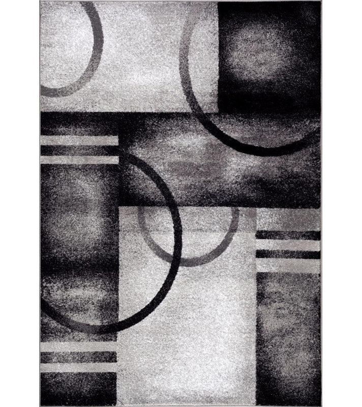 Tapis gris à motif abstrait Dossantos, Rectangle de 2 pi x 3 pi