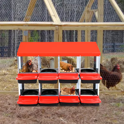 Boîte de nidification pour poulets, boîtes de nid de poule à 2 couches à 8 trous, boîtes de ponte pour œufs roulants, boîtes de perchoir escamotables nettoyables