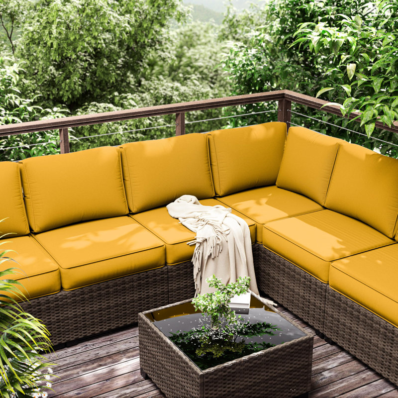 Ensemble de 14 coussins de remplacement pour siège / dossier (l 26 po x P 26 po), Jaune, 26" L x 26" W x 5" H