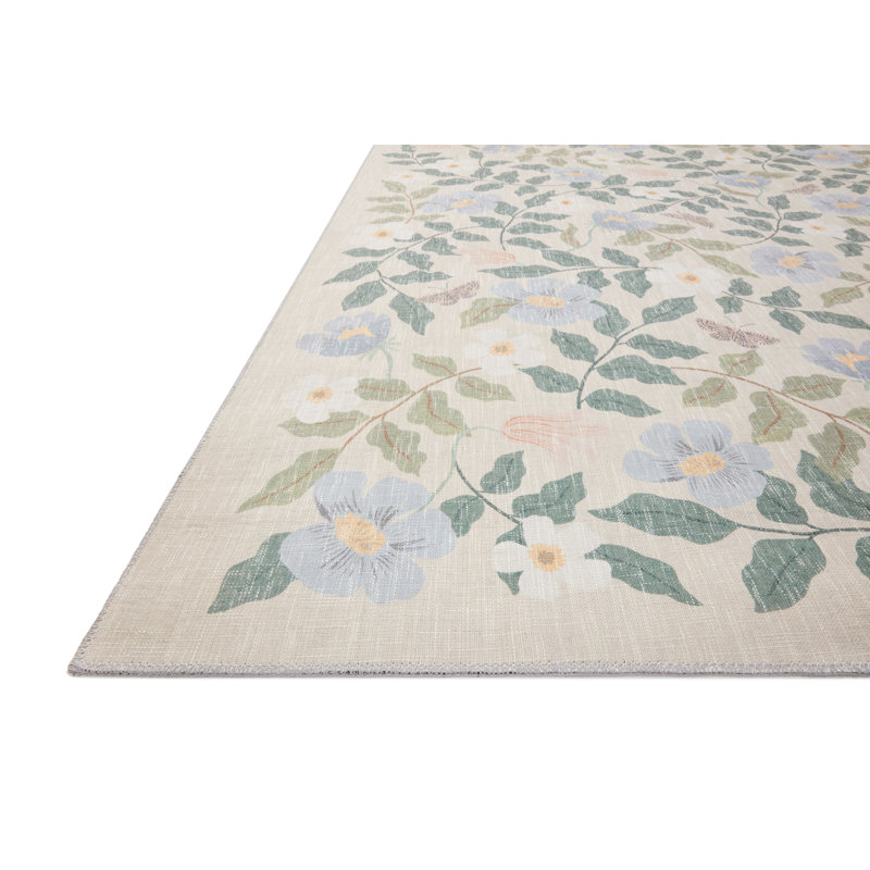 Tapis sable Rifle Paper Co. x Loloi Cotswolds COT-02 Primrose, Rectangle 7 pi 6 po x 9 pi 6 po