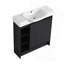 Meuble-lavabo autoportant de 30 po avec lavabo en céramique blanche et porte à fermeture en douceur, chêne foncé, contreplaqué