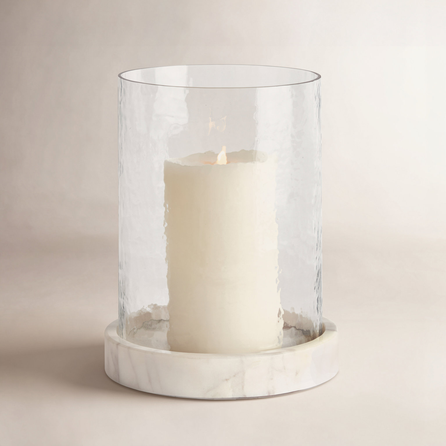 Marble Hurricane Holder, 10" H x 8" W x 8" D