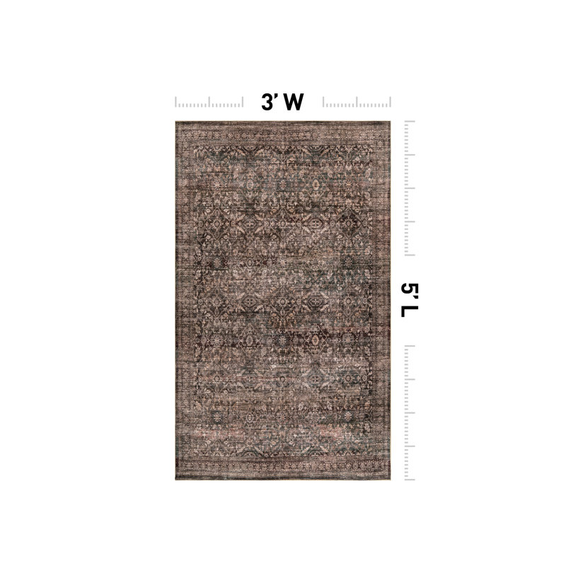 Tapis brun antidérapant délavé à la machine délavé à la machine, 3 pi x 5 pi
