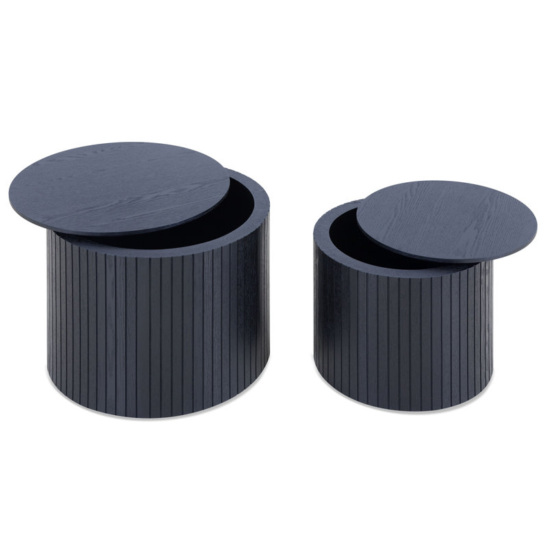 2-Pieces Nesting Coffee Table Set, Dark Blue