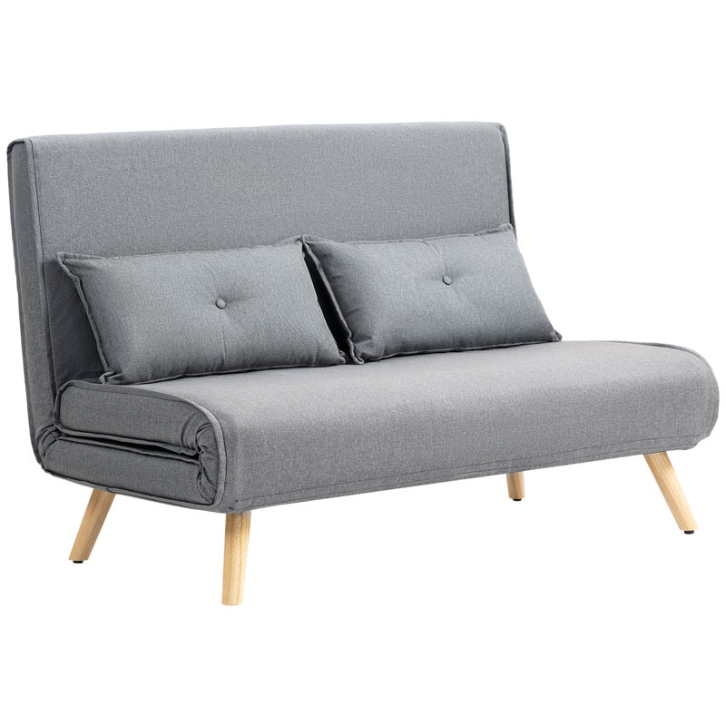 Modern Futon Sofa Bed - Click Clack Convertible 2 Seater, Grey