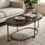 Fresno 43" Coffee Table With Black Marble And Antique Brass Base