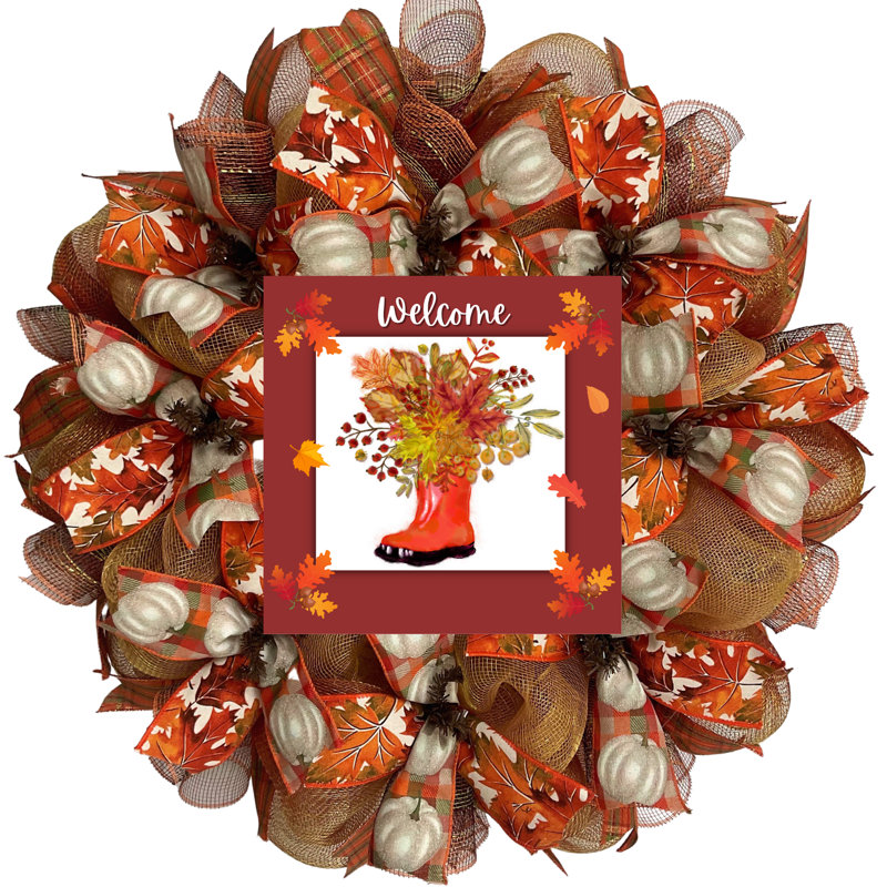 Couronne de bienvenue d'automne avec personnalisation disponible, Oui