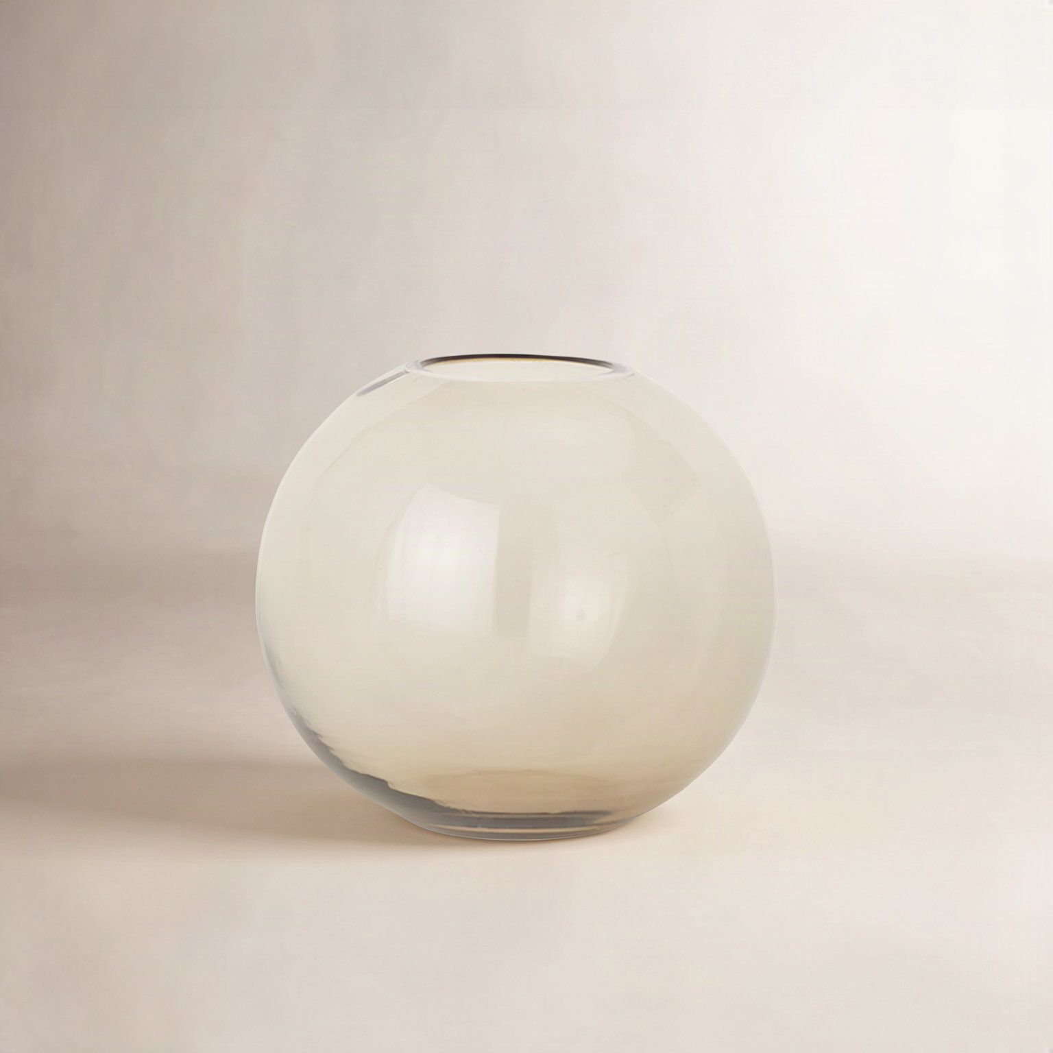 Aurora Handmade Glass Table Vase, 6" H x 6" W x 6" D, Smoke