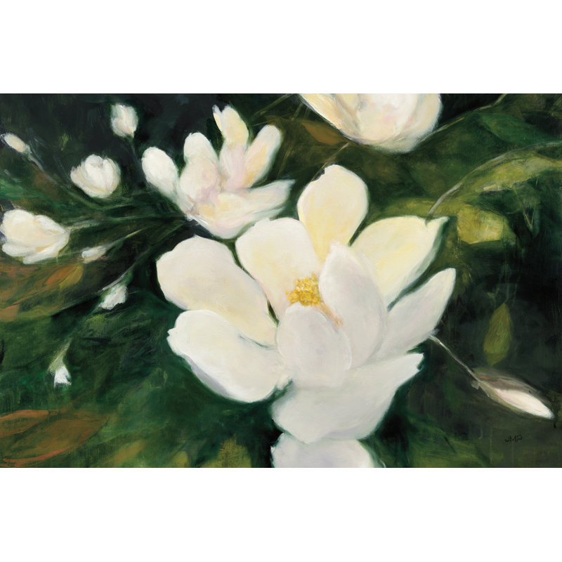 «Magnolia Blooms» par Julia Purinton, reproduction d'art sur toile tendue, H 32 po x l 48 po
