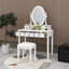 Ensemble de coiffeuse avec miroir à angle réglable, ensemble de coiffeuse et tabouret rembourré avec 5 tiroirs-338007404