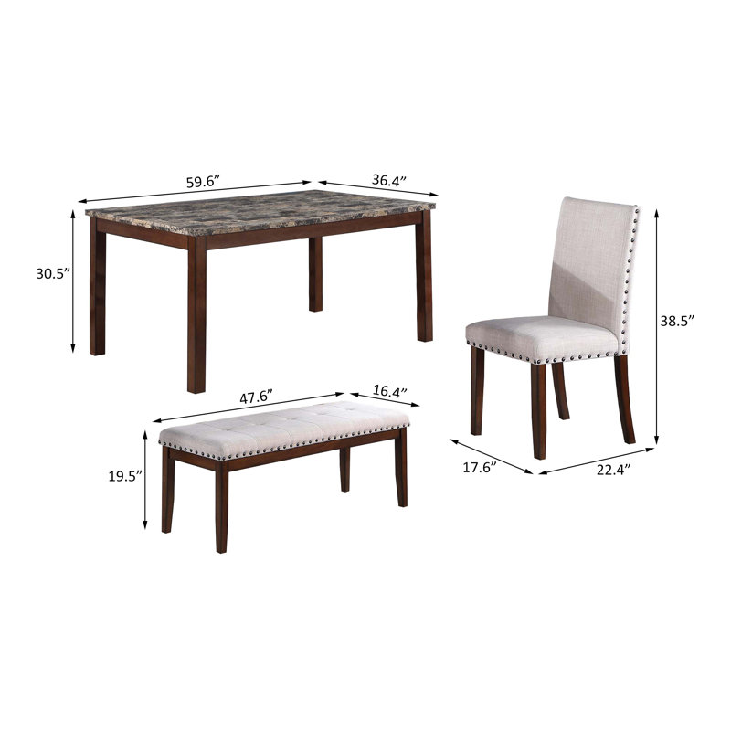 6 - Piece Dining Set, Beige/Brown, Beige/Brown