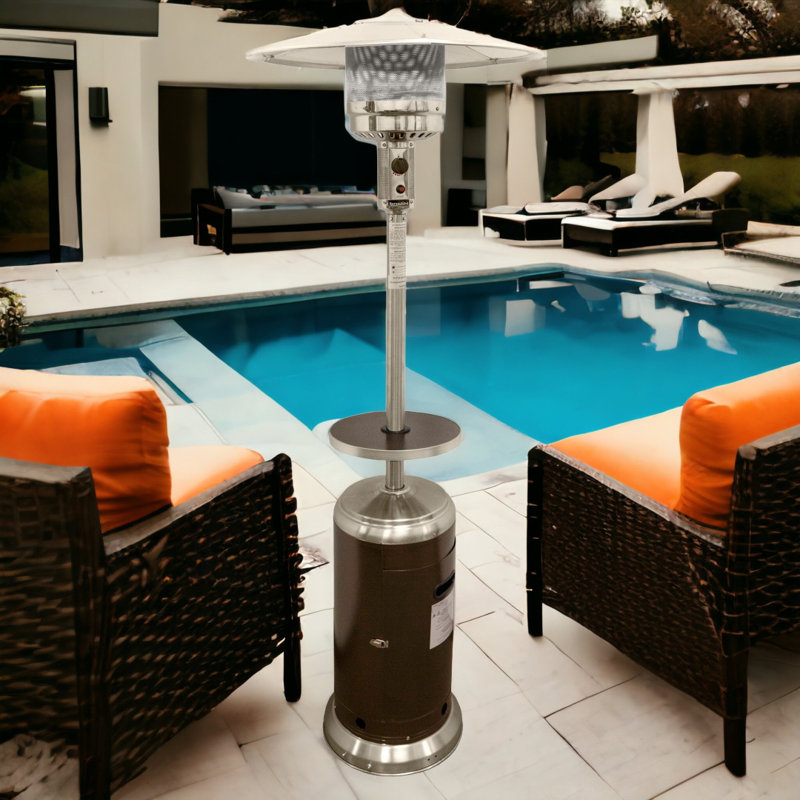 Bronze and Silver Steel Propane Standing Patio Heater