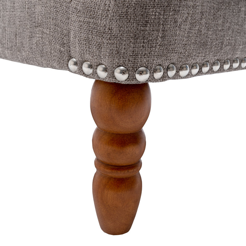 Fauteuil d'appoint rembourré en mélange de lin, Tissu gris