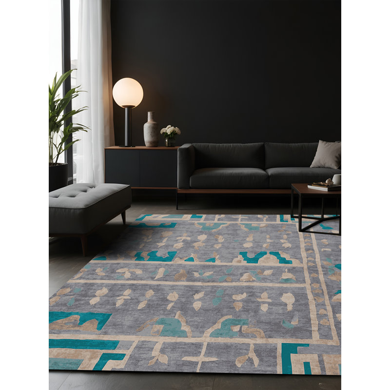 Tapis gris soyeux et moelleux, Carré 4 pi