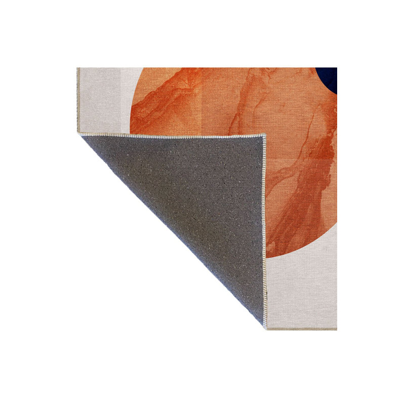 Tapis orange lavable à motif abstrait orange, Sous-tapis rectangulaire de 3 pi 3 po x 4 pi 11 po