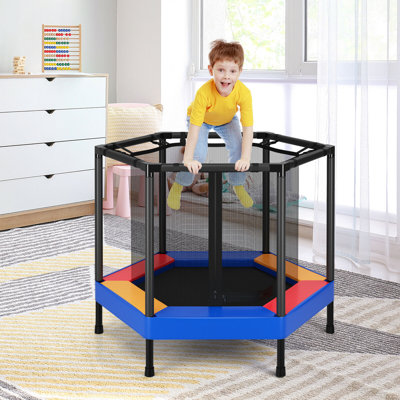 Gymax Hexagon Backyard Trampoline with Safety Enclosure