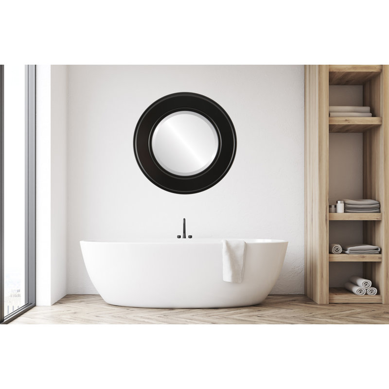Wirksworth Round Mirror, 35" H x 35" W, Matte Black