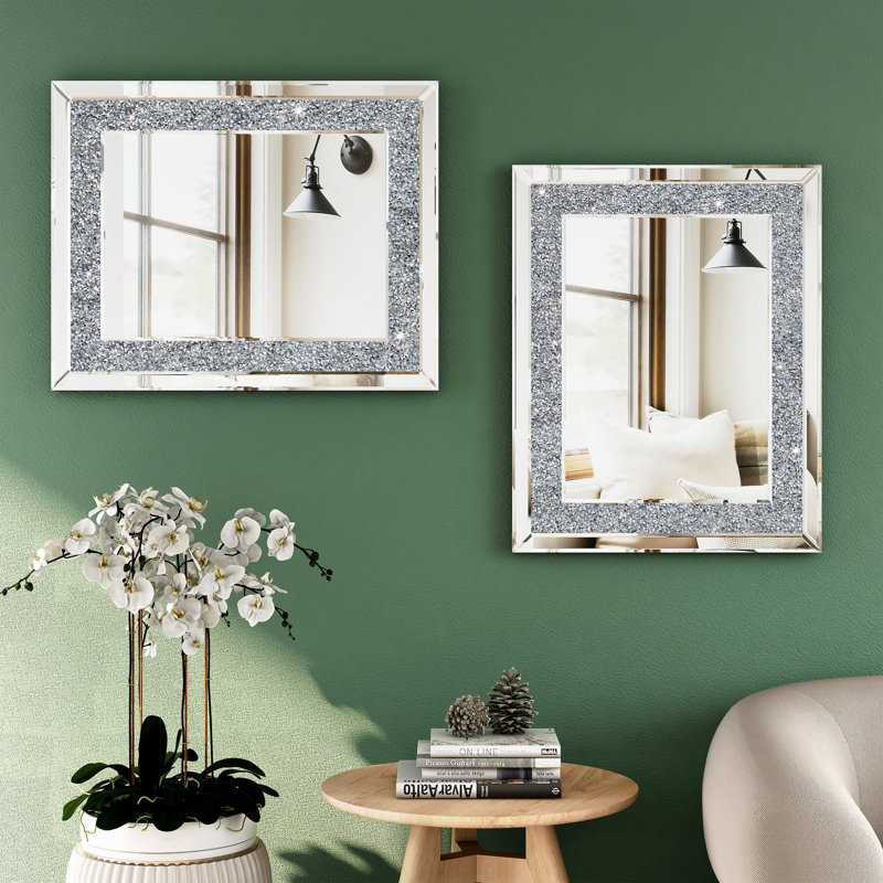 Faustine Glam Crystal Accent Wall Mirror, 20" x 16"