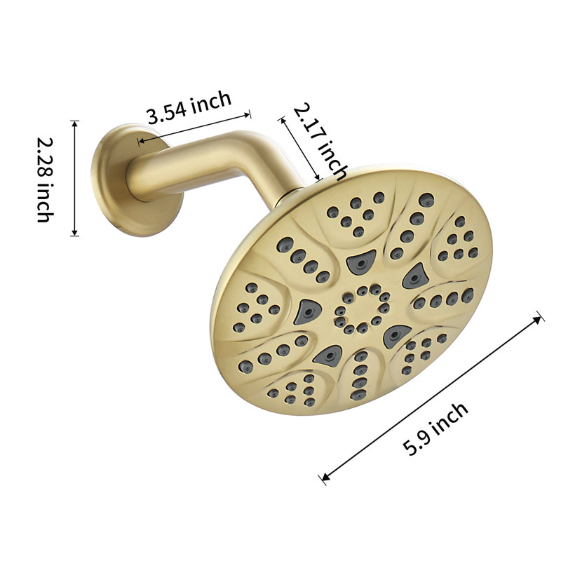 Motif moderne à 6 jets avec 1,8 gal / min 6 po Pomme de douche murale fixe, Titane brossé
