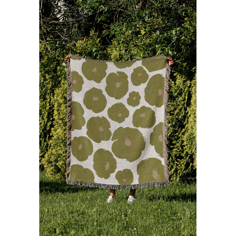 Jeté en coton Poppi, Chartreuse, 50 x 60