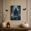 «Dark Gothic Castle on Rocky Island Under Giant Halloween», art mural sur toile-1286540921