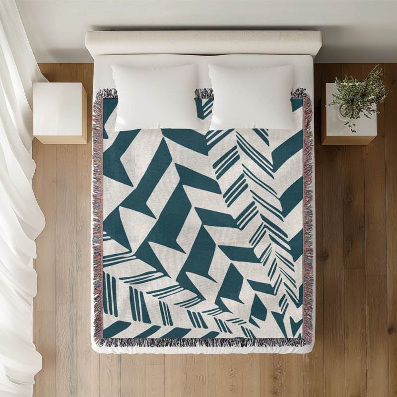 Jeté en coton Kafi, 50 x 70, Bleu sarcelle