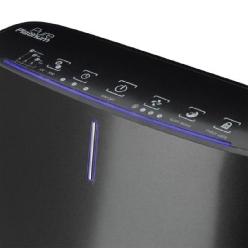 Pure Platinum Slim Profile Air Purifier with UV Light and Remote Control, Black