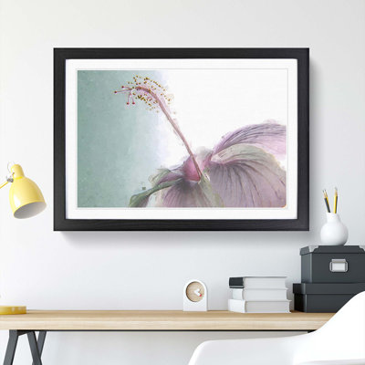 Pink Hibiscus Flower in Abstract - Framed Print