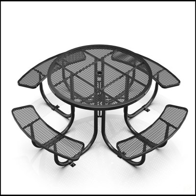 46-Inch Round Picnic Table With Umbrella Hole