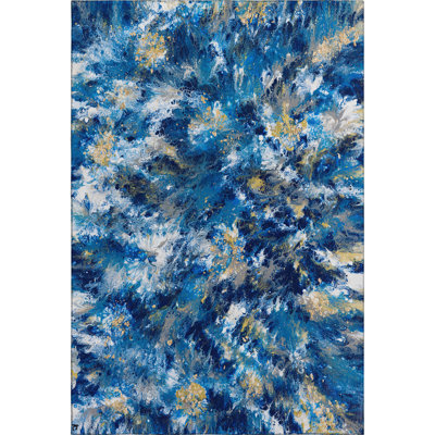 Premium Machine Washable Hintzen AMF62 Blue 5' x 7'6" Rug