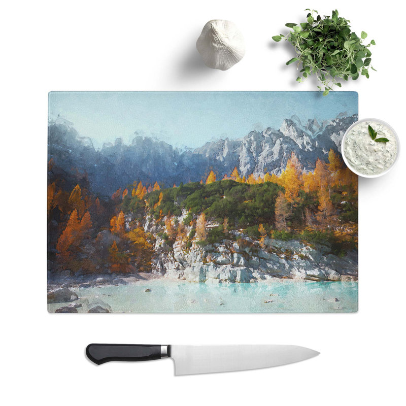 Tempered Glass Auronzo Di Cadore Mountains Italy Chopping Board, 39 cm W x 28.5 cm L