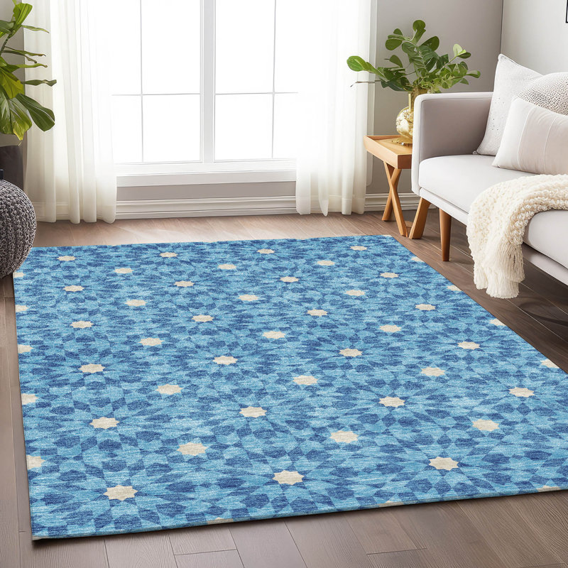 Premium Machine Washable Tweedy Denim Rug, Rectangle 3' x 5'