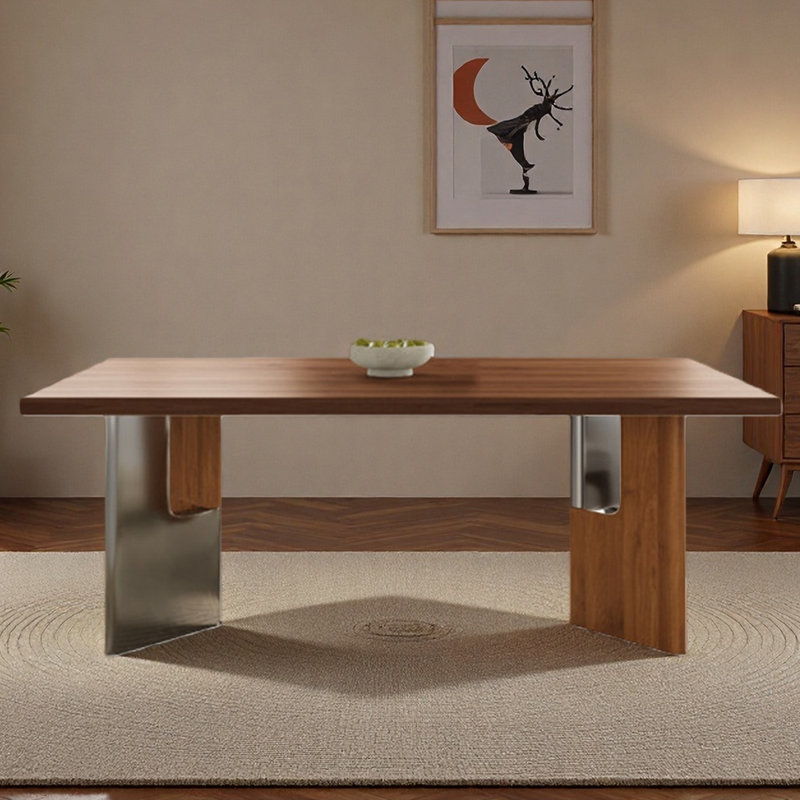 Table de salle à manger rétro en granit de forme rectangulaire, H 29,53 po x L 62,99 po x l 31,5 po
