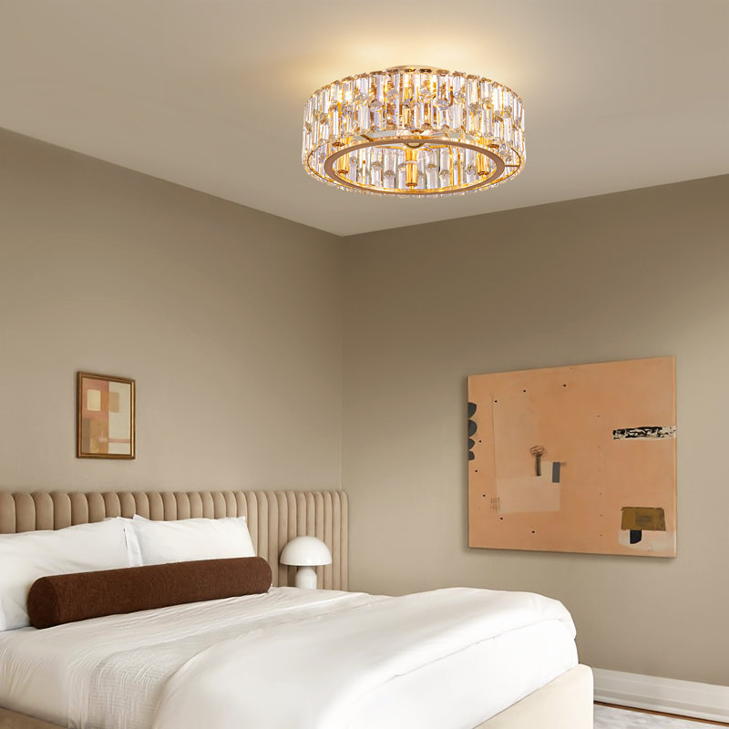 Zanai 19.7'' Low Profile Dimmable Crystal Ceiling Fan With Light Kits