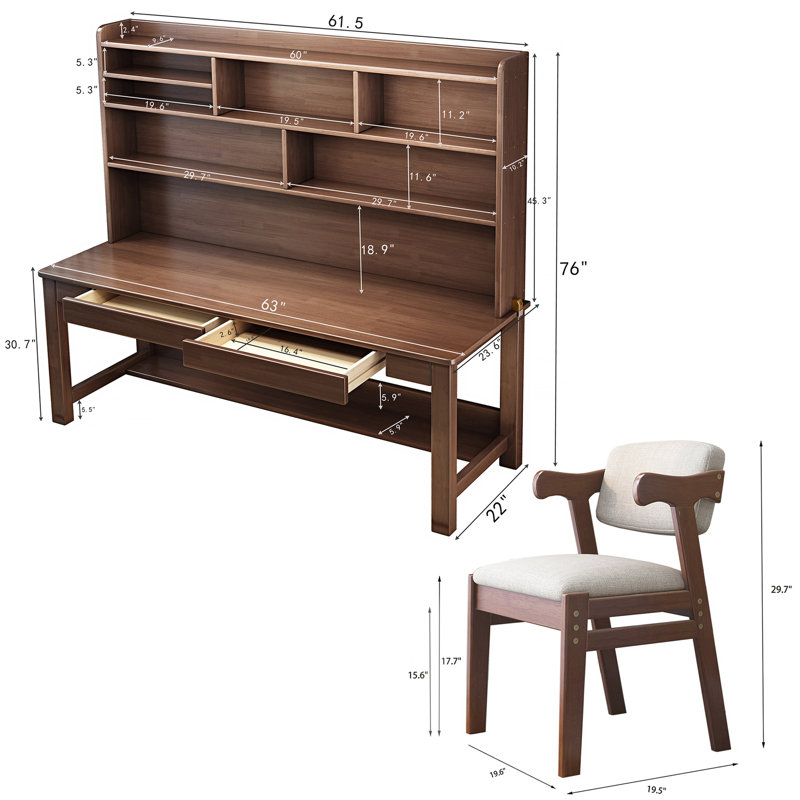 Kids Desk Writing Desk Computer Desk with Chair, Brown