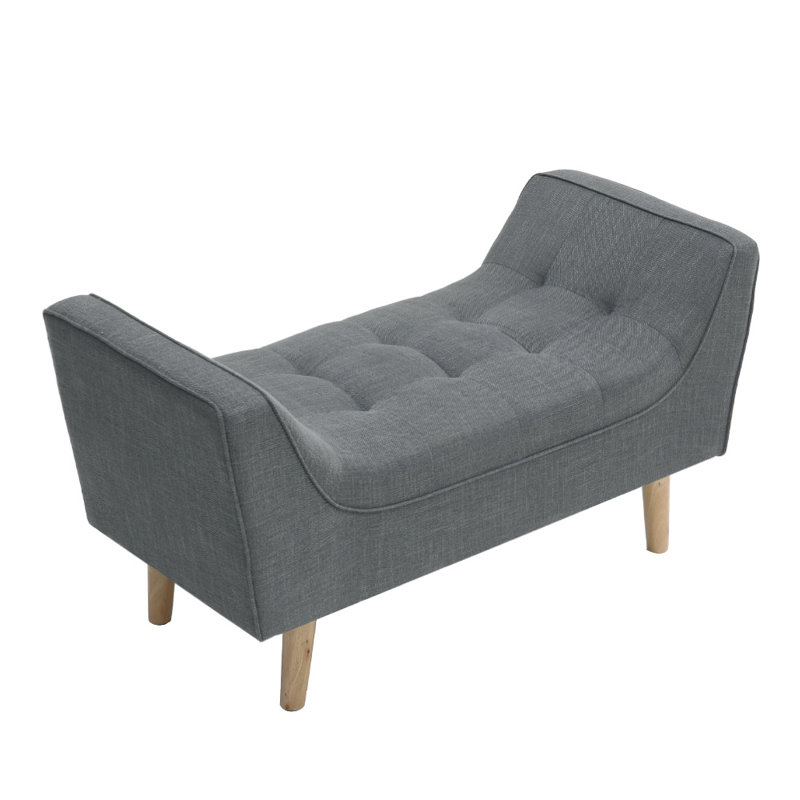 Evelina Chenille Upholstered Bench, Grey