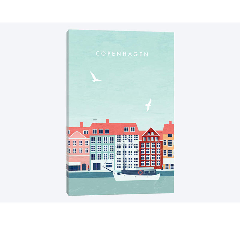 « copenhague », impression sur toile, H 60 po x l 40po x P 1,5 po, Toile tendue, Pas de tapis