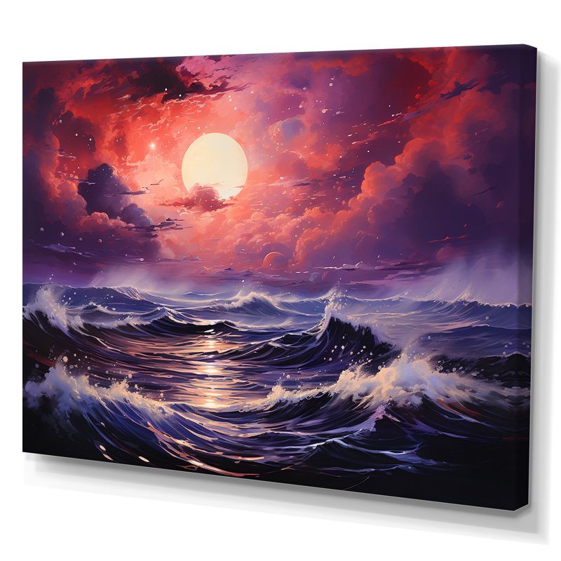 Océan coucher de soleil tempête 1 - tempêtes, art mural, Toile tendue, H 16 po x l 32 po x P 1 po