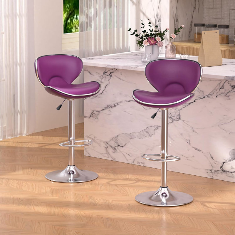 Tabourets de bar à hauteur de comptoir Modern, Argent argent, Mauve