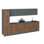 Cuisine complète moderne en bois de teck naturel et gris l 135 po x P 24 po x H 83 po WALLKITCHENS 