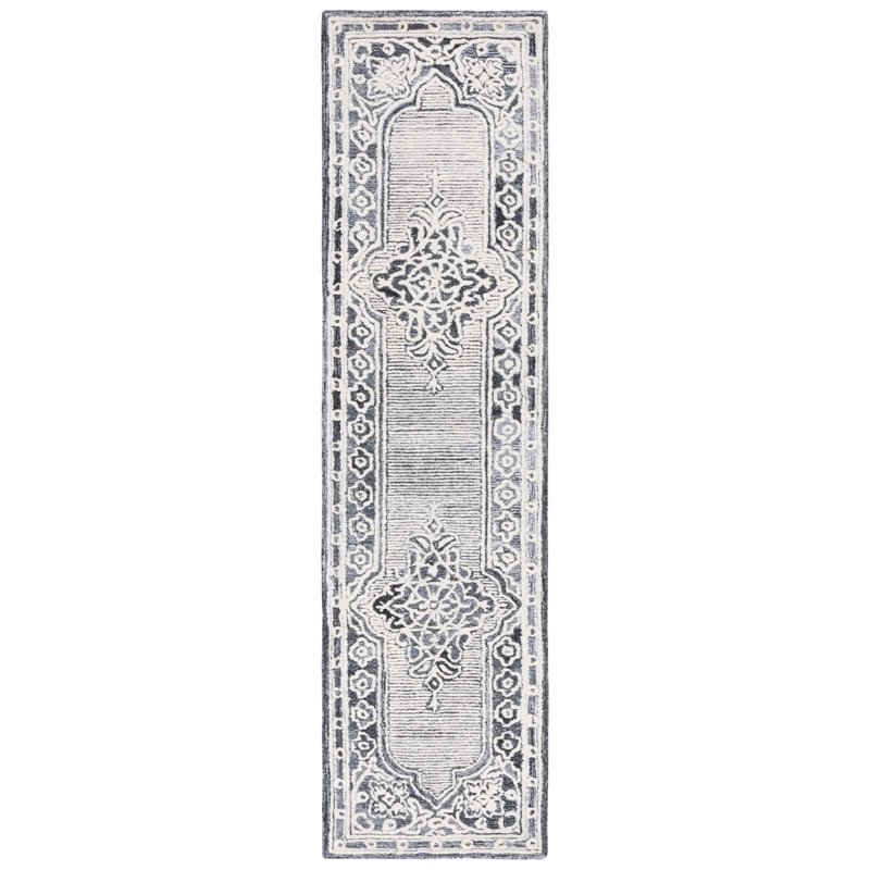 Tapis oriental en laine et coton touffeté à la main Dyllis, Tapis de couloir 2 pi 3 po x 9 pi
