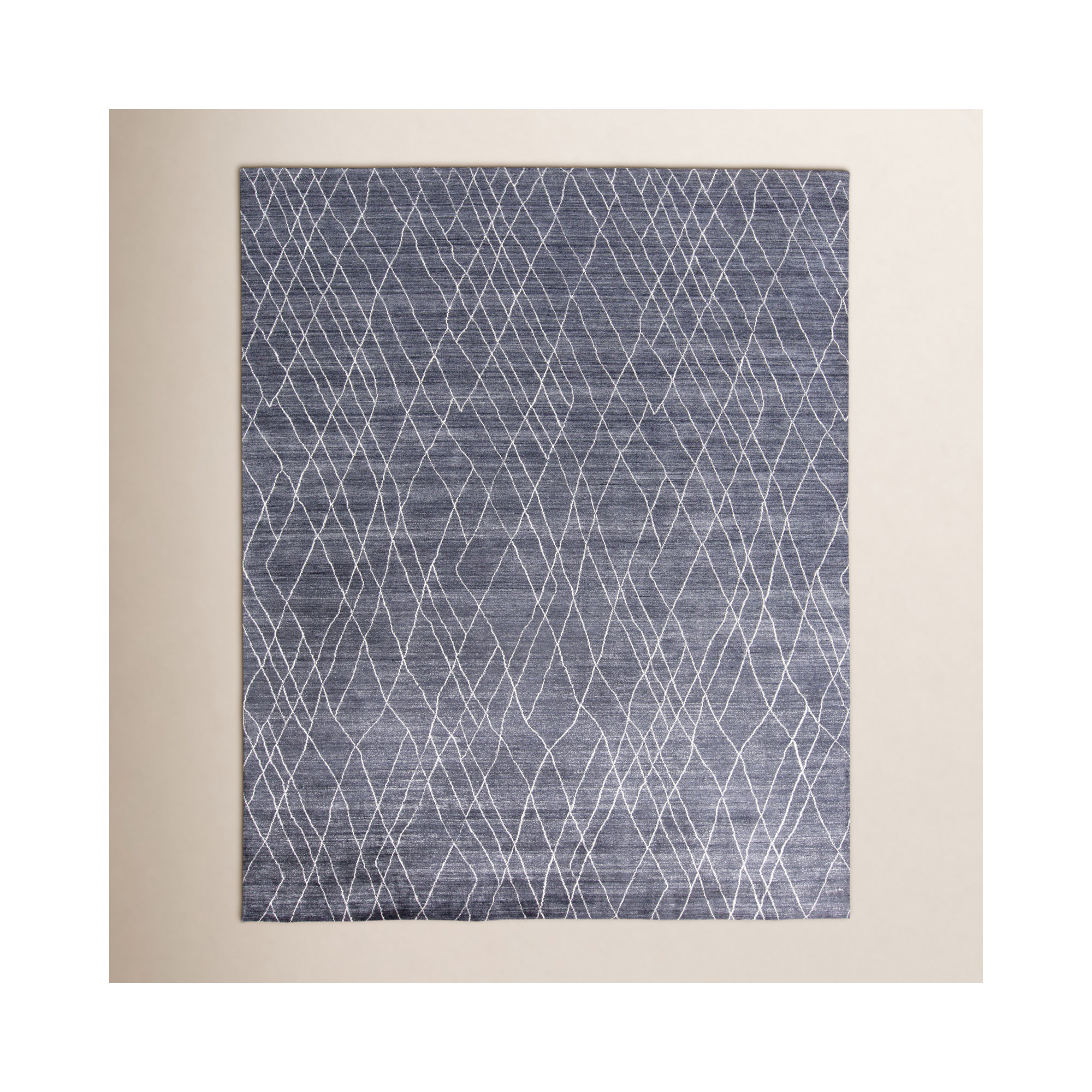 Orville Handmade Viscose Navy Rug, Rectangle 5' x 8'