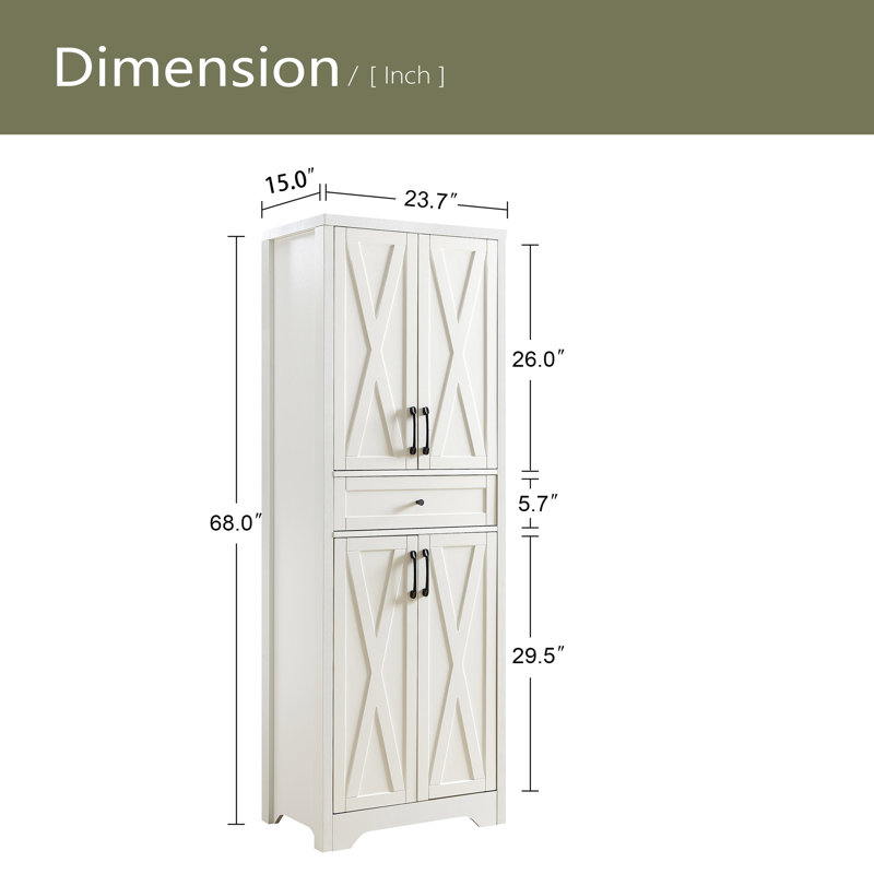 Buffet de salon 68 po de hauteur, armoire télé multifonctionnelle, armoire de rangement grande capacité