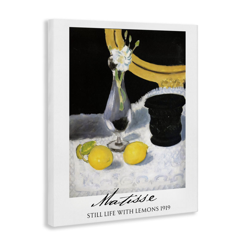 Toile Matisse Still Life Lemons, design par Vintage Hustle, H 30 po x l 24 po