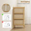 Minimal Bamboo Framed Storage Chest with Fabric Drawers, Cream Slim Dresser for Small Spaces