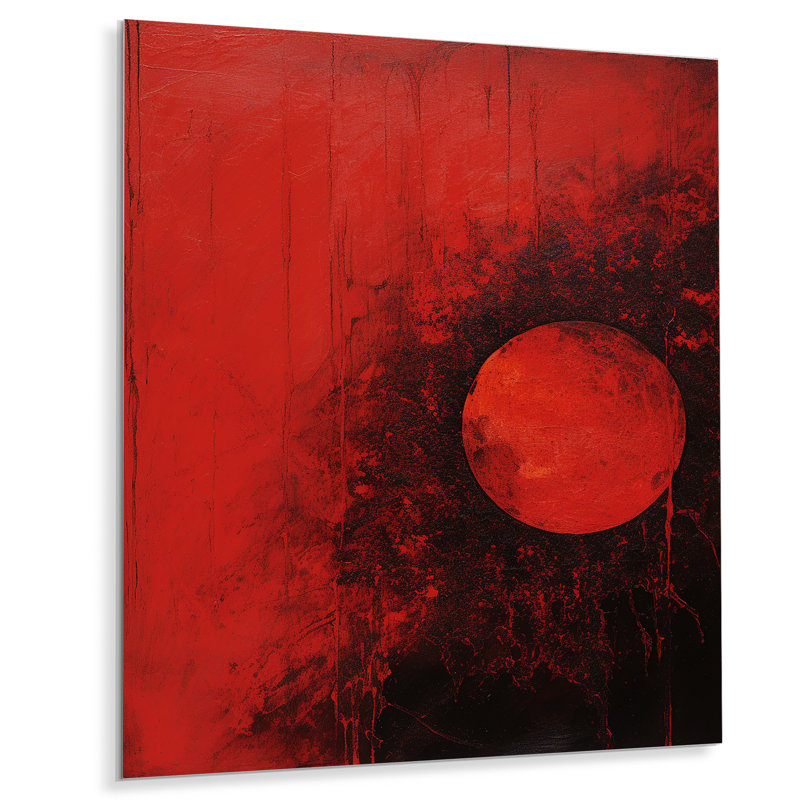 «Red Moon Scarlet Sphere» sur métal, H 20 po x l 12 po