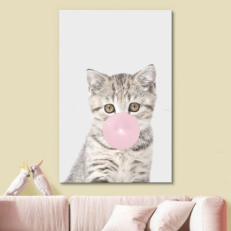 IDEA4WALL Bubblegum Cat Kitten On Canvas Print Wayfair