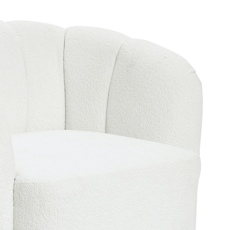 Modern Ivory Boucle Accent Chair with Swivel Barrel Design for Living Room Seating