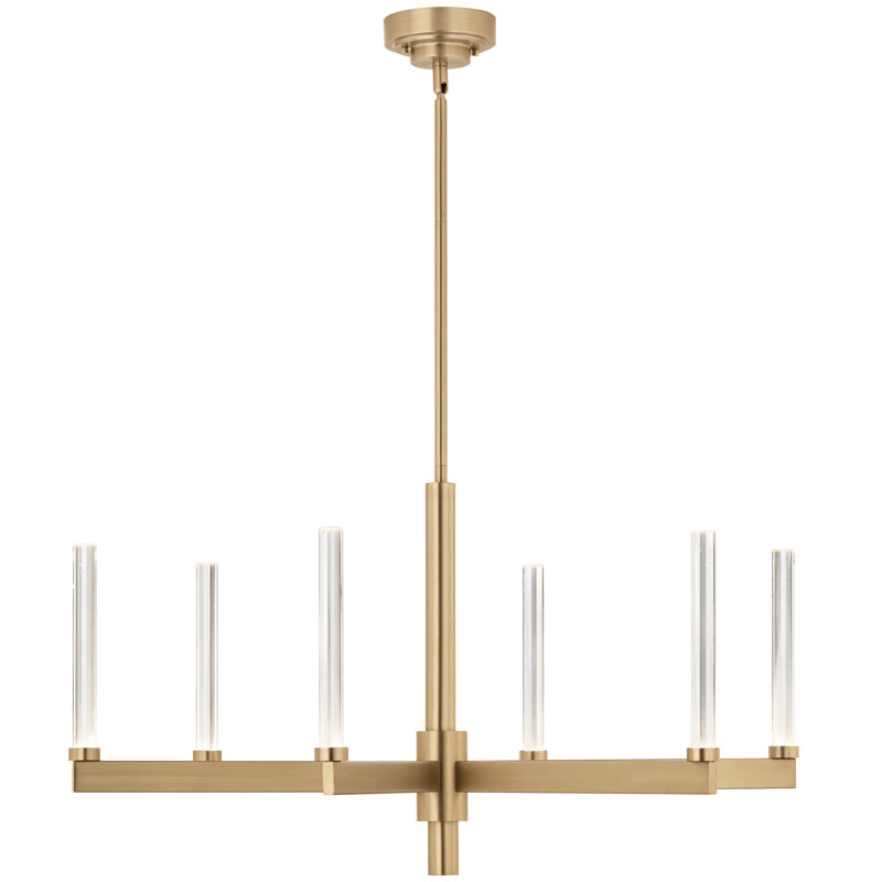 Steel Dimmable LED Classic / Traditional Chandelier, 20" H x 36.25" W x 36.25" D, Bronze, 6