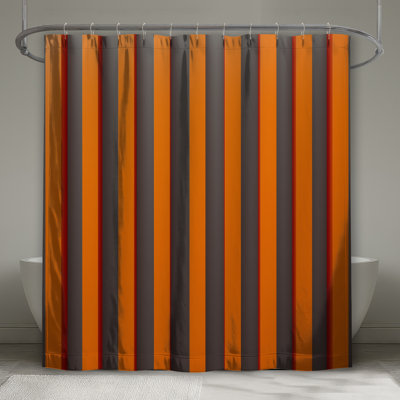 Orange Vertical Stripes Shower Curtains Extra Long